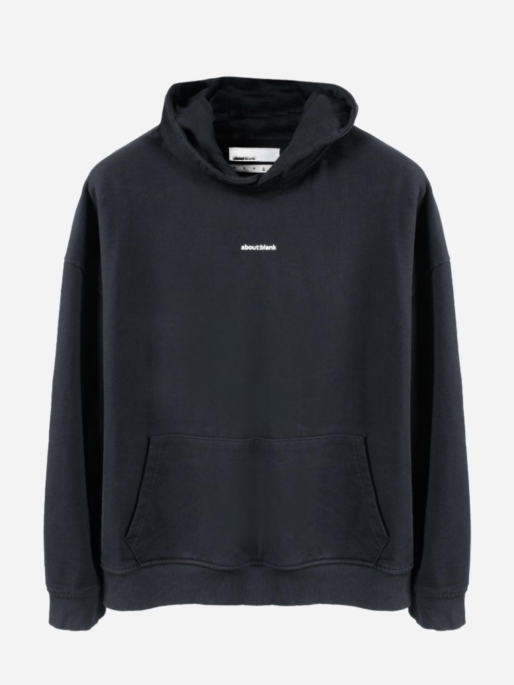about:blank Minimalist Heavyweight Mens Box Hoodie Black/White Size L